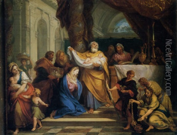 La Presentation De L'enfant Jesus Au Temple Oil Painting - Louis de Boulogne the Younger