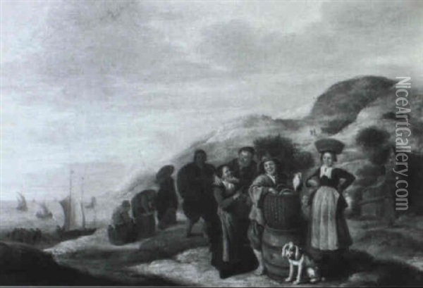 Fischer Und Fischhandler Am Strand Oil Painting - Jan Miense Molenaer
