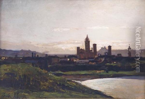 Veduta D'alba Oil Painting - Lorenzo Delleani