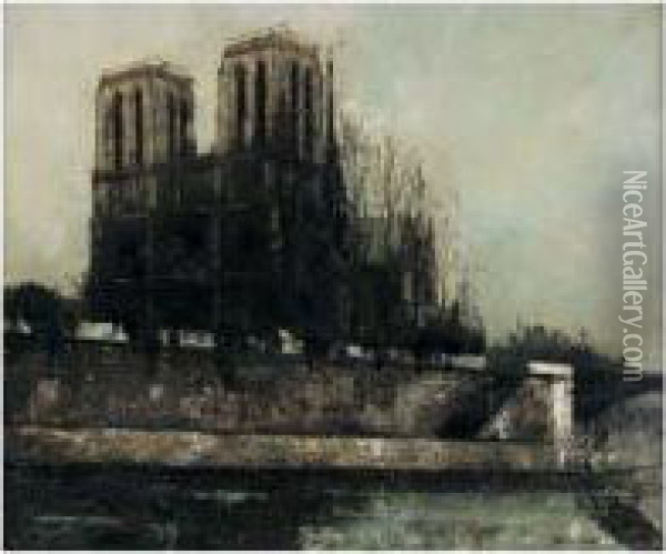 Paris, Notre-dame Vue Des Quais Oil Painting - Pierre Hode