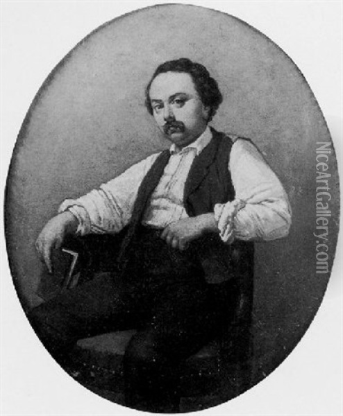 Portrait De Gustave Flaubert Oil Painting - Thomas Couture