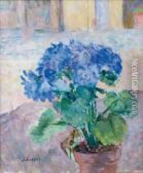 Hortensia Bleu Oil Painting - Henri Lebasque