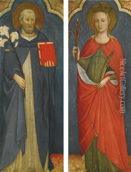 Saint Dominic And Saint Apollonia Oil Painting -  Lippo d'Andrea (Ambrogio di Baldese)