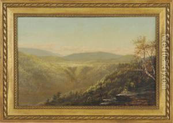 Hudson River Valley Landscape Oil Painting - John Adams Parker