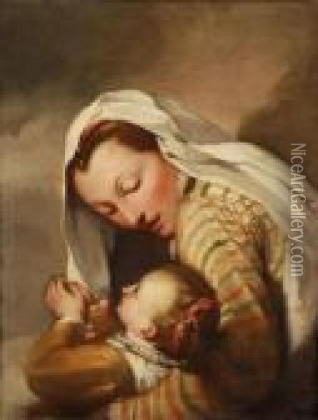 Mother And Child Oil Painting - Federico Fiori Barocci