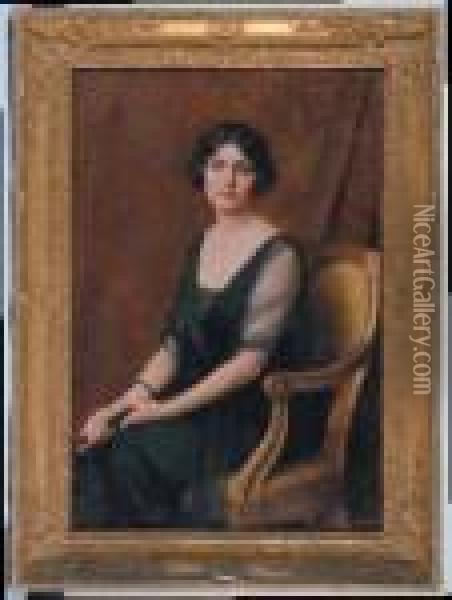 Ritratto Di Donna Seduta In Poltrona Oil Painting - Giacomo Grosso