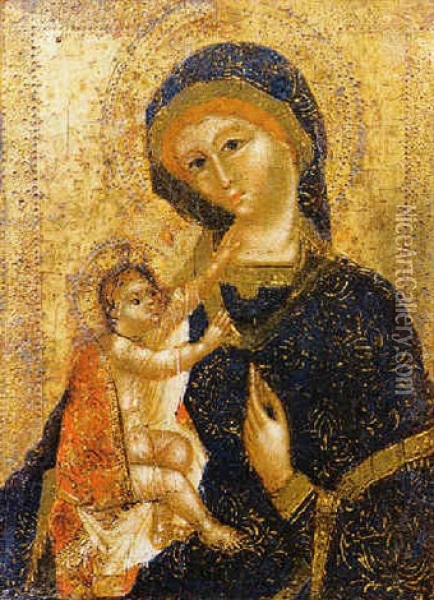 Madonna Glicofilousa Oil Painting - Lorenzo Veneziano