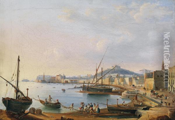 View Of Naples, Seen Frommarinella Oil Painting - Salvatore Candido
