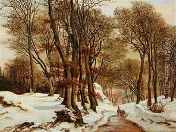 Skovparti Aastrup. Vinter Oil Painting - Eleonore Tscherning