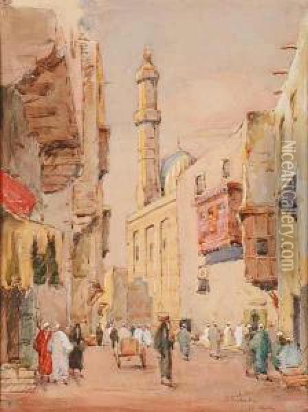 A Cairo Street Oil Painting - Vaclav Prihoda