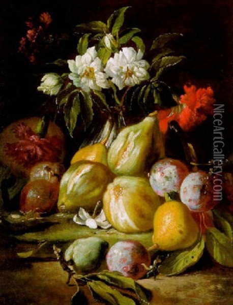 Stilleben Von Blumen Und Fruchten Oil Painting - Abraham Brueghel