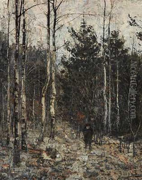 Waldweg Im Winter (winter Imwebicht) Oil Painting - Christian Rohlfs