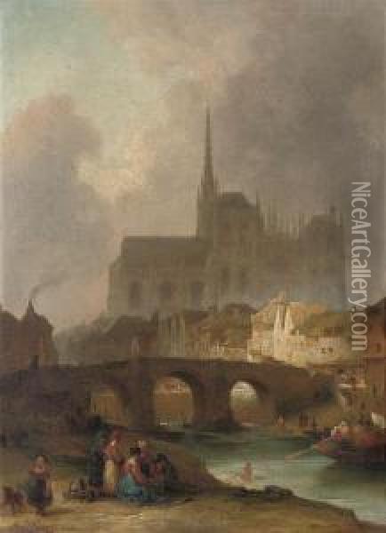 Chartres Cathedral Oil Painting - Francois Antoine Bossuet