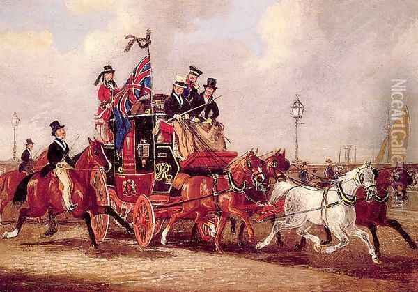 The Last Mail Leaving Newcastle, July 5, 1847 Oil Painting - James Pollard