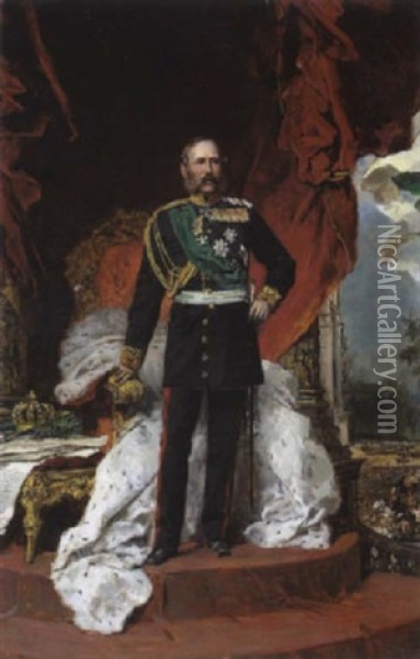Ganzfiguriges Portrait Konig Albert Von Sachsen Oil Painting - Johann Paul Adolf Kiessling