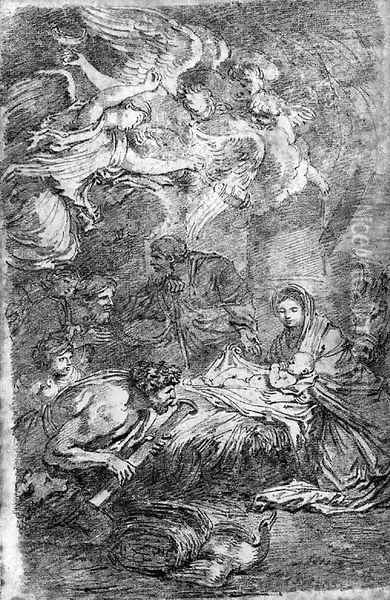 The Adoration of the Shepherds, after Castiglione Oil Painting - Jean-Honore Fragonard