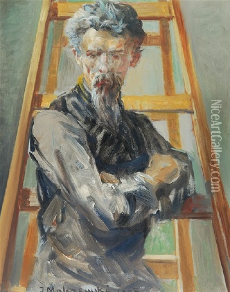 At The Ladder Oil Painting - Jacek Malczewski