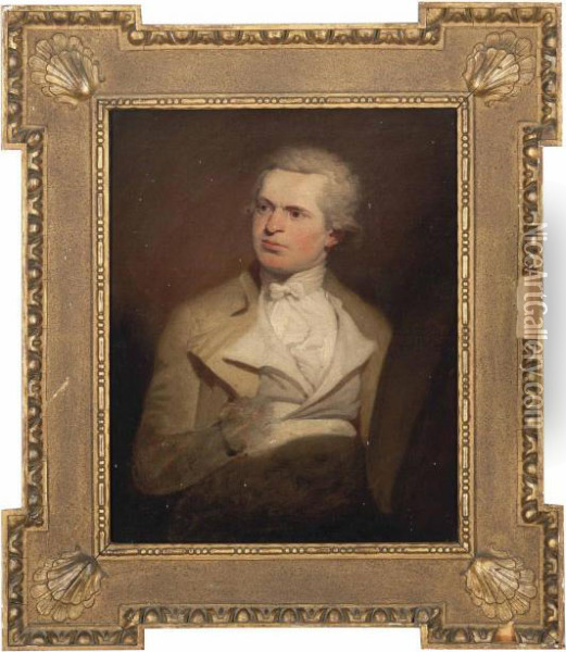 Self-portrait Of An Artist, Said
 To Be Samuel De Wilde, Seated, In A Buff Coat With A White Waistcoat 
And A White Cravat Oil Painting - Samuel de Wilde
