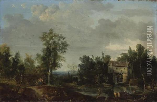 Le Moulin De Charenton Oil Painting - Jean-Baptiste Huet I