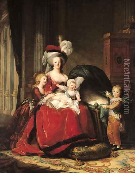 Marie-Antoinette 1755-93 and her Children, 1787 Oil Painting - Elisabeth Vigee-Lebrun