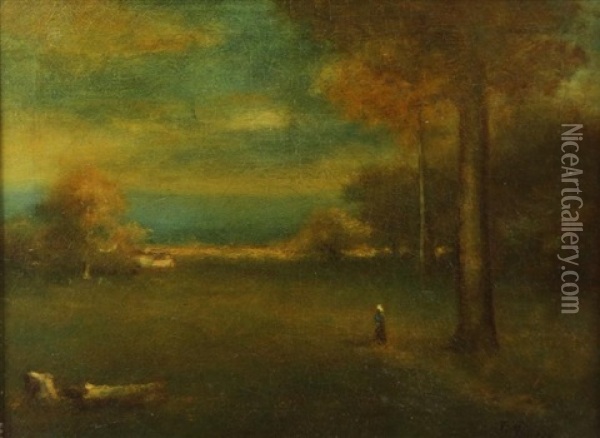 Sunset Landscape In Montclair, Nj Oil Painting - George Inness