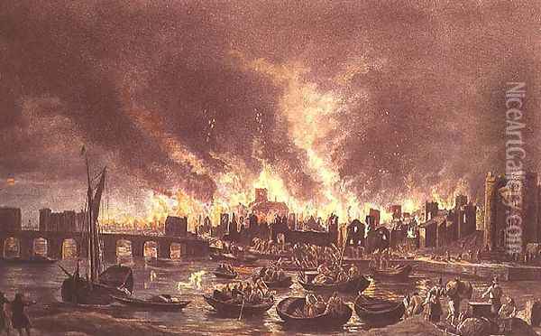 The Great Fire of London, 1666 Oil Painting - Lieve Verschuier