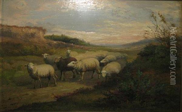Moutons Oil Painting - Jef Louis Van Leemputten
