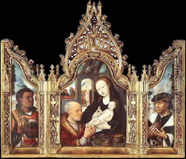 Triptych The Adoration of the Magi 1475-1500 Oil Painting - Flemish Unknown Masters