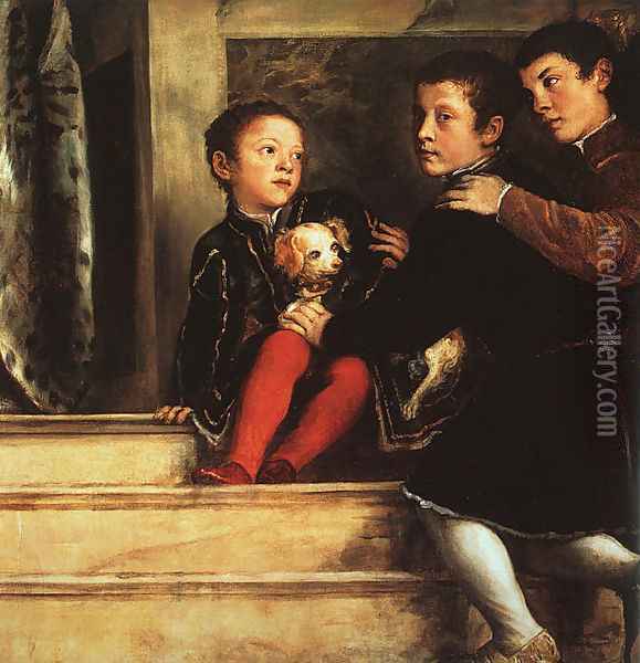 Votive Portrait of the Vendramin Family 1547 Oil Painting - Tiziano Vecellio (Titian)