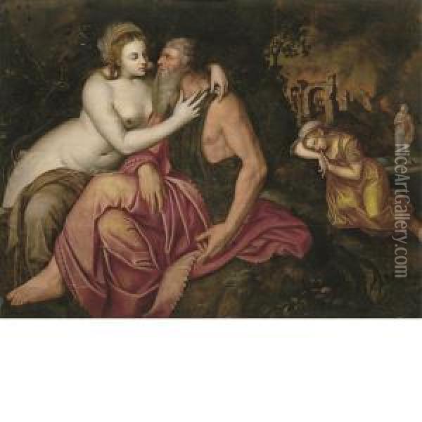 Lot E Le Figlie Oil Painting - Frans I Vriendt (Frans Floris)