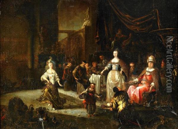Salome Dansande Framfor Herodes Oil Painting - Jacob Willemsz de Wet the Elder