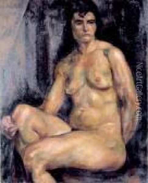 Akt Siedzacej Kobiety, Ok. 1920 Oil Painting - Henri Epstein