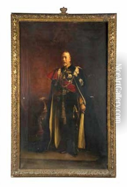 Portrait Du Roi George V En Tenue De L'ordre De La Jarretiere Oil Painting - Ernest Moore