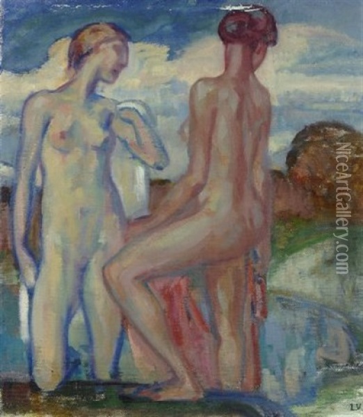 Bagnanti Oil Painting - (Enrico) Ludolf Verworner