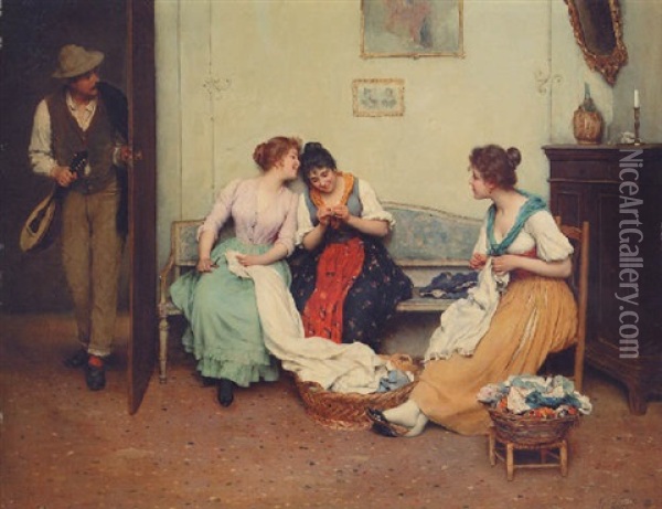 The Friendly Gossips Oil Painting - Eugen von Blaas