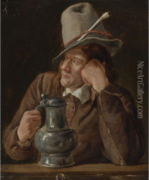 Man With Tankard Oil Painting - Jan Steen