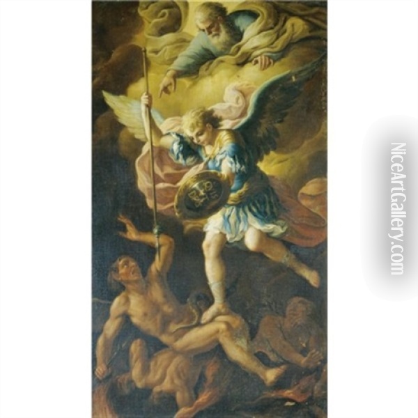 Saint Michael Defeating Satan Oil Painting - Paolo de Matteis