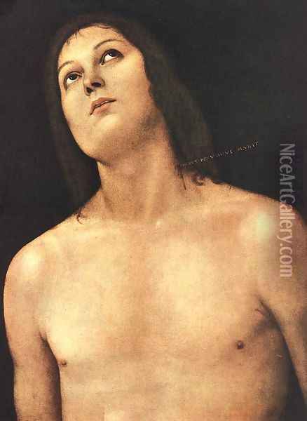 Bust of St. Sebastian 1493-94 Oil Painting - Pietro Vannucci Perugino