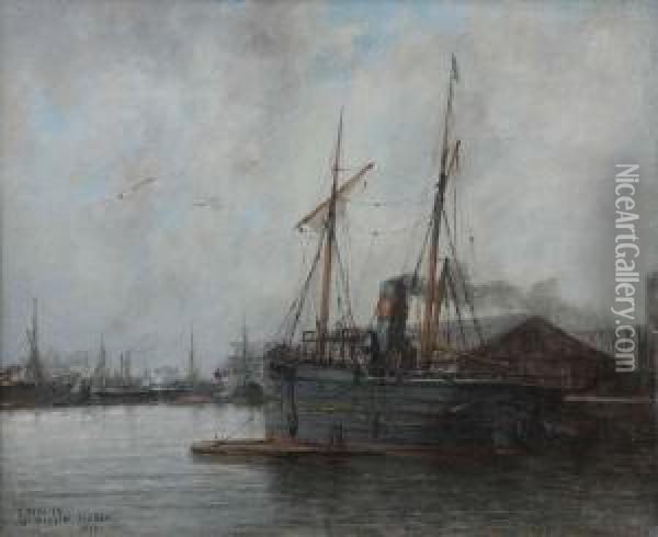 'le Bassin Vauban' Oil Painting - Jules Vernier