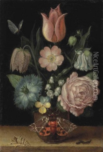 A Tulip, A Snakeshead, A Love-in-a-mist, A Double Variegated Columbine, A Dog Rose, A Maiden