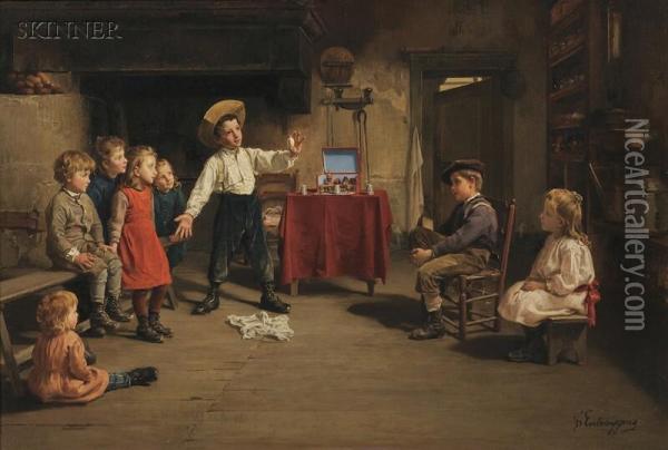 The Young Magician Oil Painting - Charles Bertrand D'entraygues