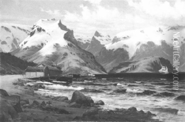 Fjordlandschaft Oil Painting - Carl (Jens Erik C.) Rasmussen