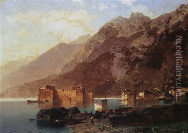 Landschaft Am Gardasee Oil Painting - Otto Werner-Henning von Kamecke