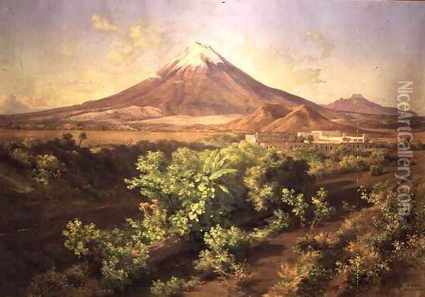 A Small Volcano in Mexican Countryside, 1887 Oil Painting - Jose Maria Velasco