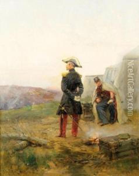 L'empereur Napoleon Iii Et Son Ordonnance Au Bivouac Oil Painting - Etienne Prosper Berne-Bellecour