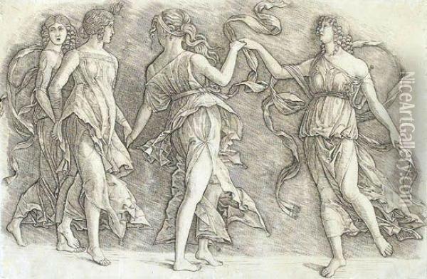 Four Women Dancing Oil Painting - Andrea Mantegna