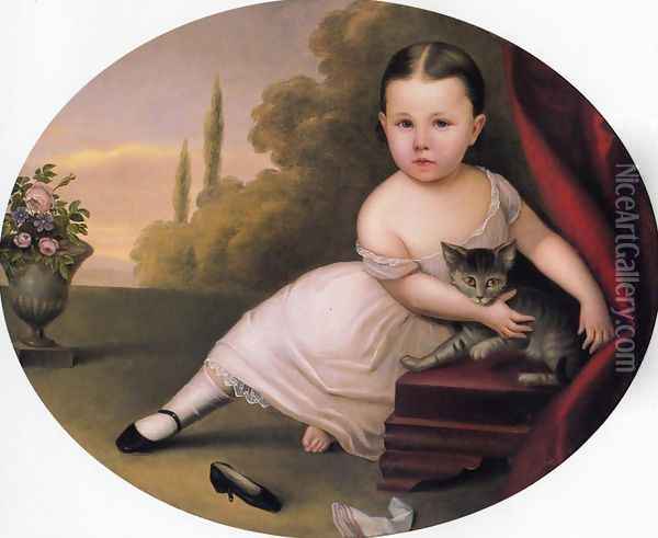 Young Girl with Cat Oil Painting - Nicola Marschall