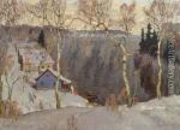 Winter Landscape Oil Painting - Konstantin Ivanovich Gorbatov