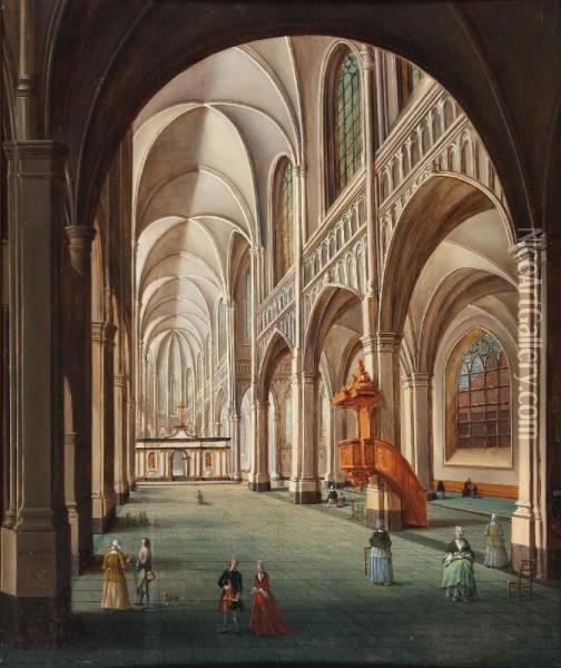Churchinterior Oil Painting - Jean-Baptiste Dussillion
