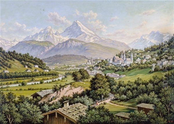 Blick Auf Berchtesgarden Oil Painting - Hubert Sattler